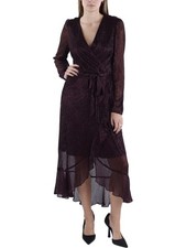 KENSIE DRESSES Womens Black Belted Hem Sleeve Midi Dress 4