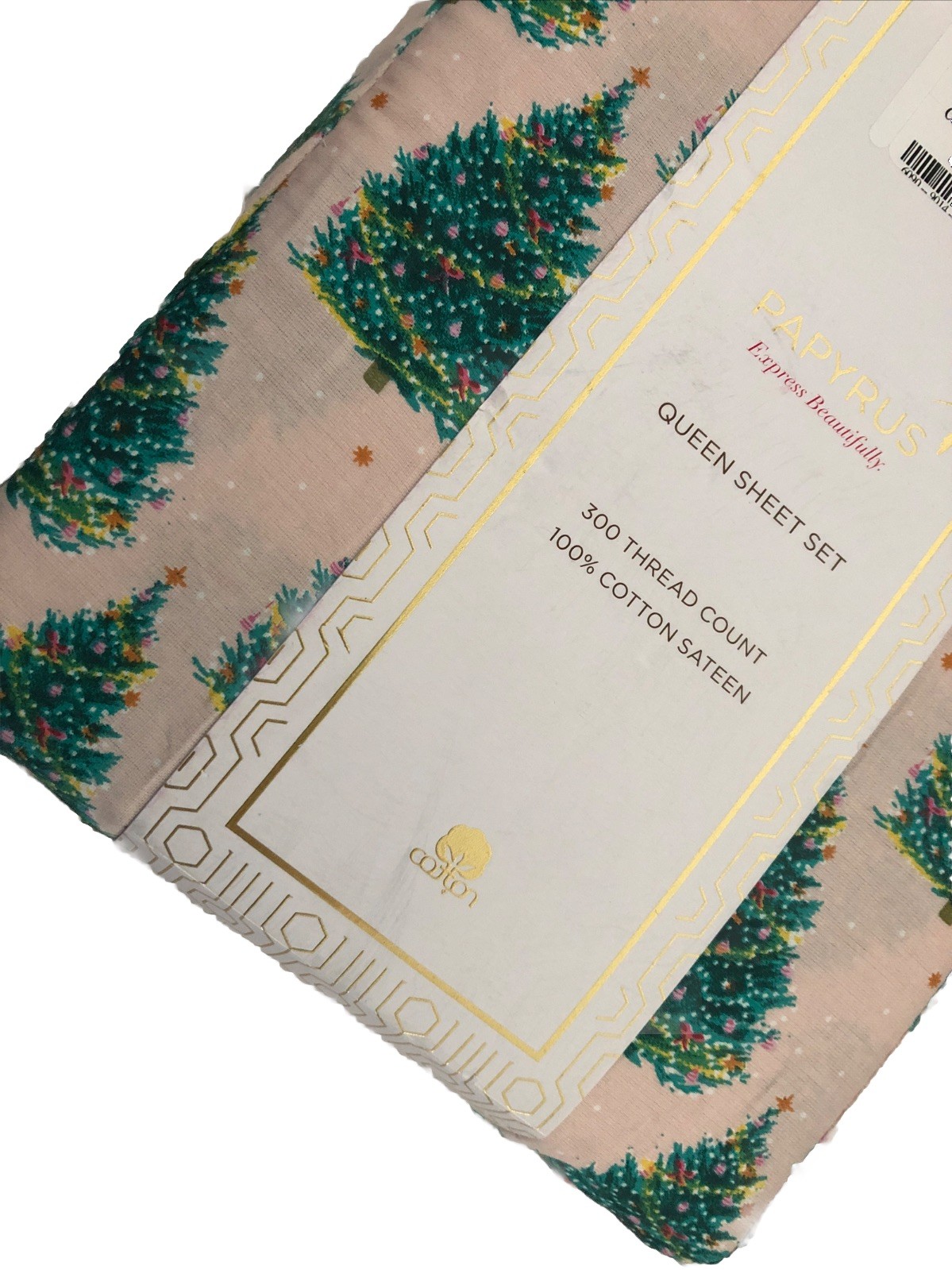 New Papyrus Premium Queen Sheet Set 4 Pc Christmas Tree w Bows
