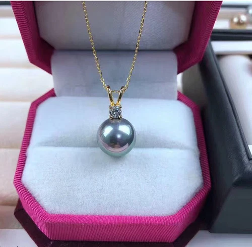 17" 10-11mm south sea genuine peacock green pearl pendant necklace DIY