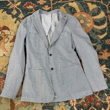 United Colors of Benetton Blazer Jacket Women's Sz 48 Striped Two Button Casual