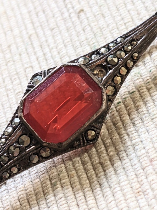 VICTORIAN BOHEMIAN GARNET IMPERIAL EAGLE GERMAN BROOCH PIN