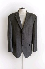 Stafford Essentials Men's Charcoal Herringbone 3-Button Sport Coat Blazer 46L
