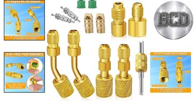 R410A Brass Refrigerant Adapter Set - 13-Piece Kit with Quick Connect Features