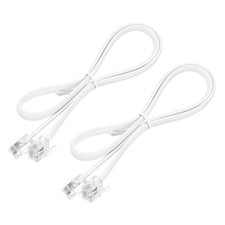 2 Pack Telephone Cord 1.6ft Phone Cable 6P6C with RJ12 Plug, White