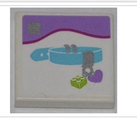 LEGO 3068pb0749 White Tile 2x2 Dog Collar Heart 💜 41007 Heart lake Pet Salon