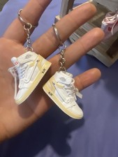 Mini Off White Air Jordan 1 Triple White Sneaker Keychain Shoe Charm Pair