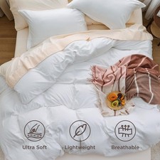 Bedsure White Duvet Cover Full Size 3pcs Prewashed Extra Soft Cotton White NEW