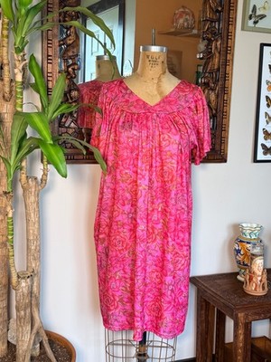 Granny Nighty House Pink Floral House Dress Size L