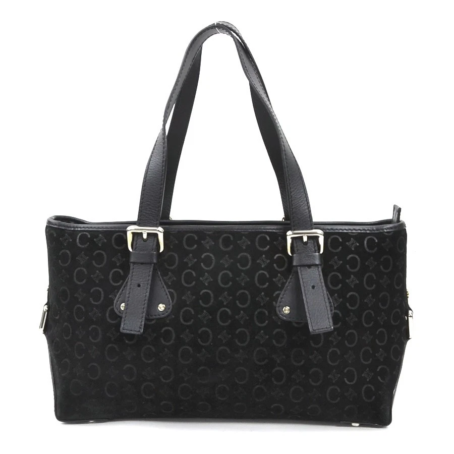 Celine — Auth CELINE Handbag Black Suede/Leather/Silvertone - e61253k