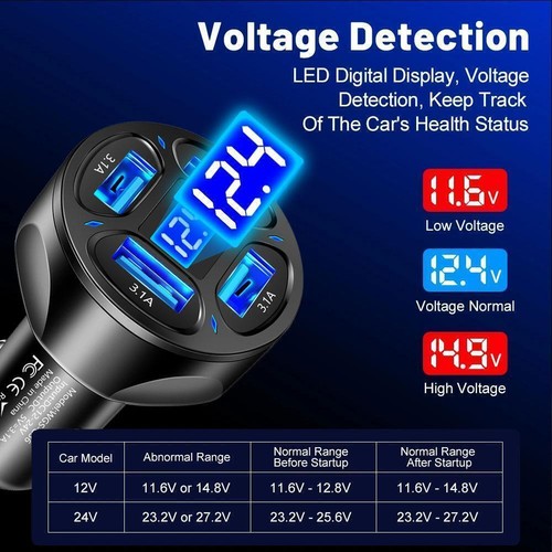Fast Car Charger 4 USB Port Universal Socket Adapter L8V7 For iphone E F4Z9 - Zdjęcie 3 z 20