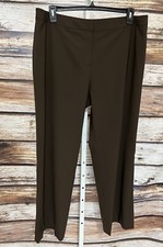 Lafayette 148 Pants Women's Size 16 Brown Menswear Virgin Wool Stretch Office