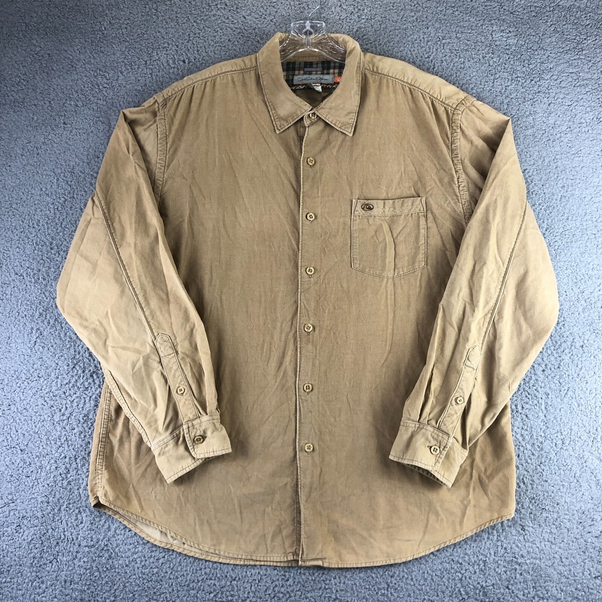 Quiksilver Edition Corduroy Button Up Shirt Mens XXL 2XL Beige 