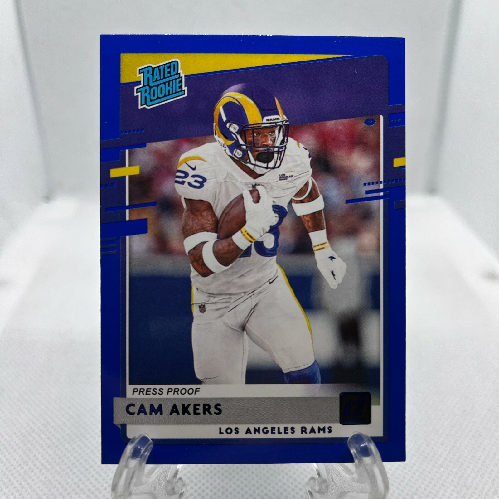 2020 Donruss Football Cam Akers Rated Rookie Press Proof Blue #325