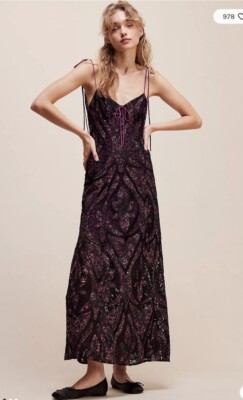 Free People For Love & Lemons Valerie Paisley Cutwork Embroidered Maxi Dress  L | eBay