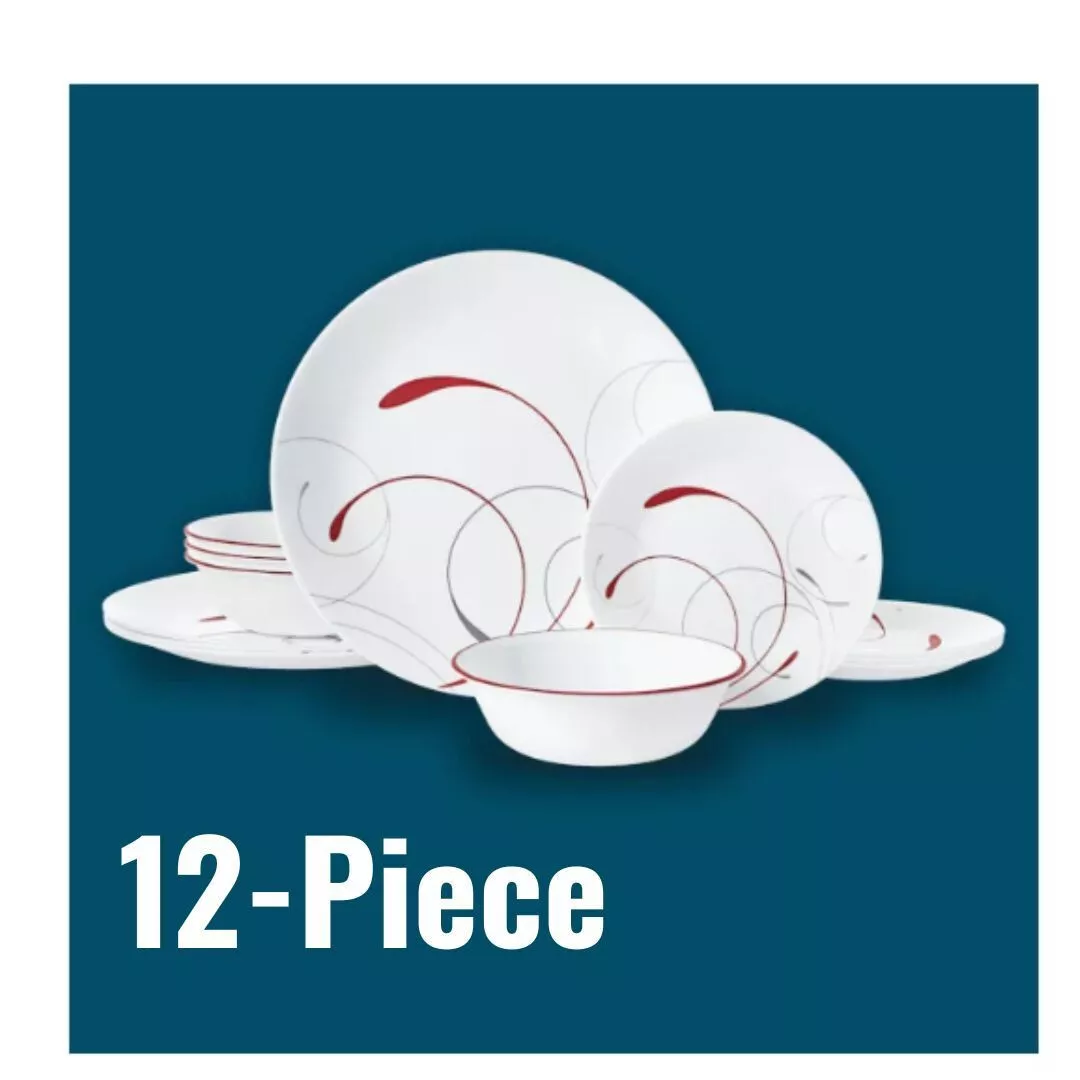 Corelle Splendor, White and Red Round 12-Piece Dinnerware Set