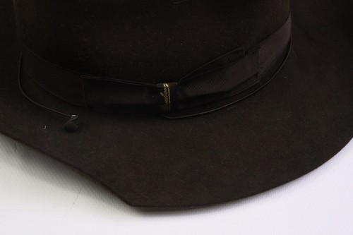 BORSALINO Fedora Hat Brown Solid Wool Casual Logo Feltro Rasato Size 7 1/4 - Picture 7 of 16