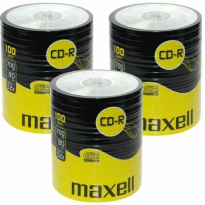 300 Genuine Maxell Blank CD-R CD discs 80 Min 700MB Extra Protection Shrinkwrap
