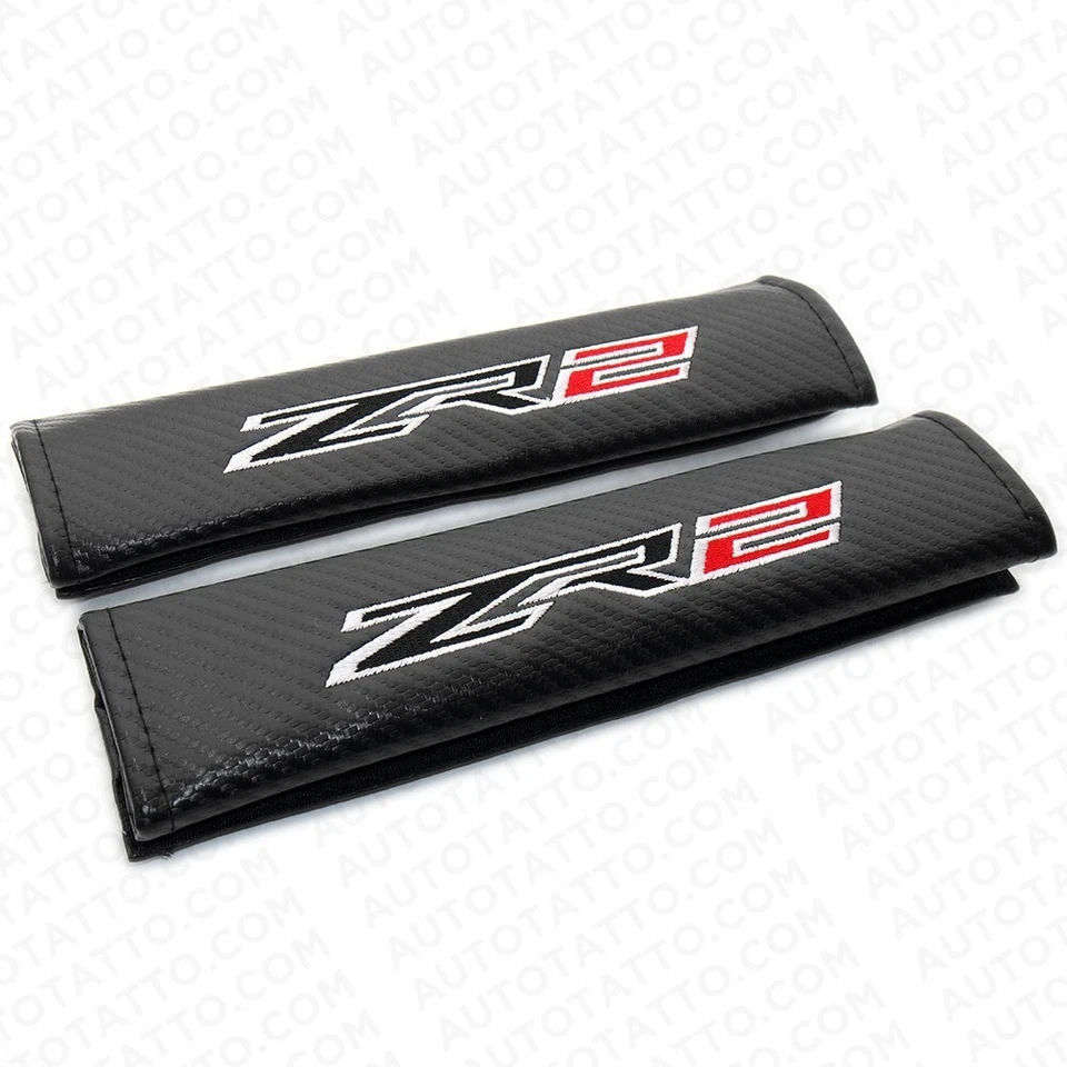 Chevy ZR2 Carbon Car Seat Belt Cover Safety Shoulder Strap Cushion Pad Harness - Image 3 of 4