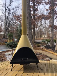 Mid Century Modern Gold Majestic Freestanding Cone Fireplace Malm