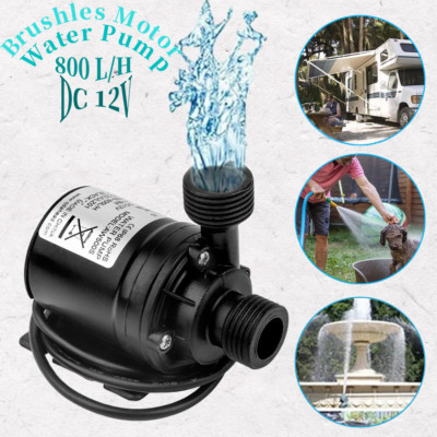 12V 800L/H Brushless Submersible Pump - Self-Priming, 5M Head  35dB for RV/Solar