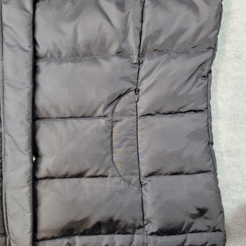 Talbots Puffer Vest Nylon/Polyester Removable Hood Faux Fur Black Women's Large - Picture 5 of 15