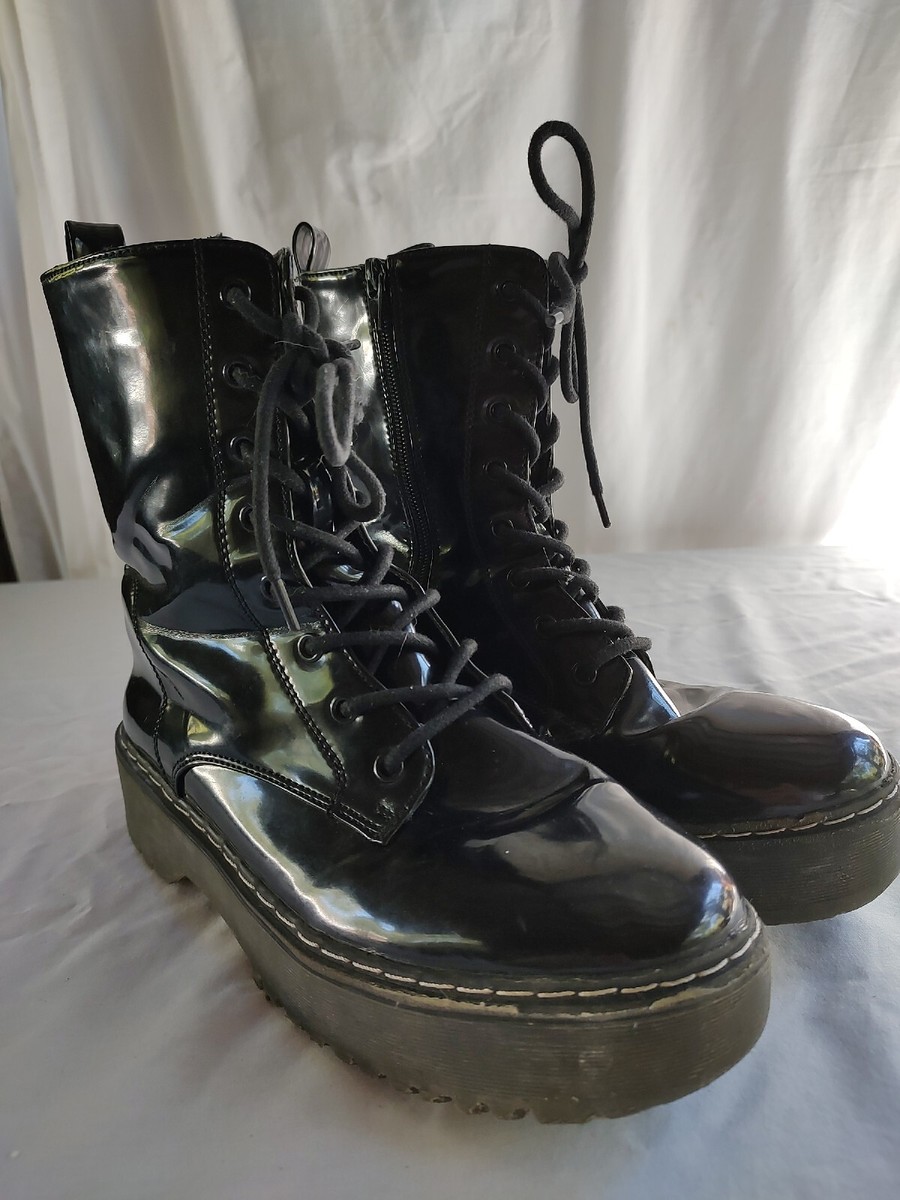 Marc Fisher Bristyn Combat Boot Union Bay Patent \