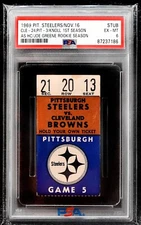 1969 Steelers Chuck Noll & Joe Greene rookies ticket stub (PIT 3 sacks) - PSA 6