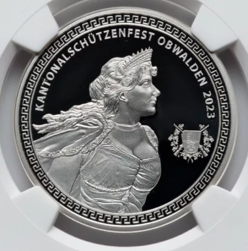 Switzerland 2023 NGC PR68, Swiss Obwalden Shooting Festival Hab-116a, 1 Oz Coin