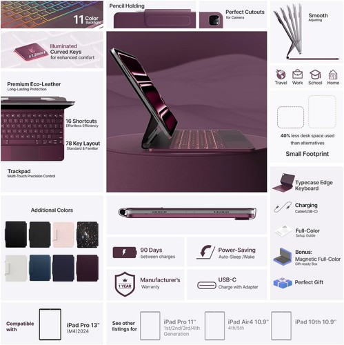 typecase Keyboard Case for iPad Pro 13-inch (M4) 2024 Raspberry - Picture 6 of 8