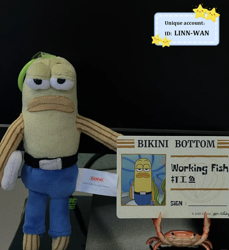 GENUINE BIKINI BOTTOM BUDDIES SERIES CONFIRMED PLUSH -WORKING FISH Girl CUTE - Bild 6 von 6