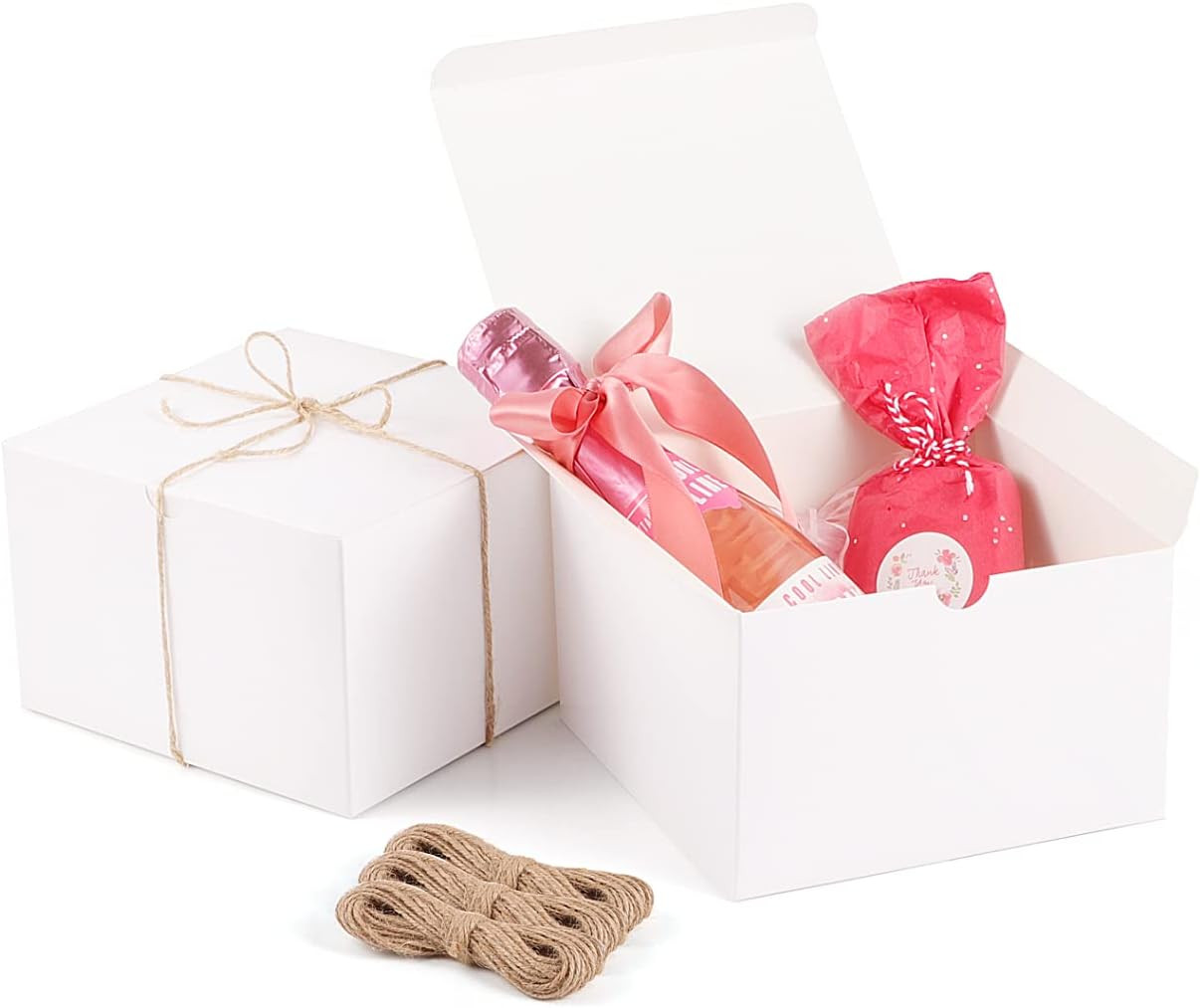 Es With 98ft Twine 20 Pack White Paper Gift Boxes With Lids 