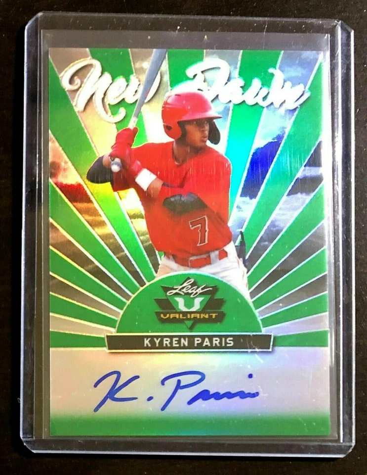 KYREN PARIS 2019 LEAF VALIANT GREEN REFRACTOR ROOKIE AUTO#22/99!ANGELS RC - Image 2 of 4