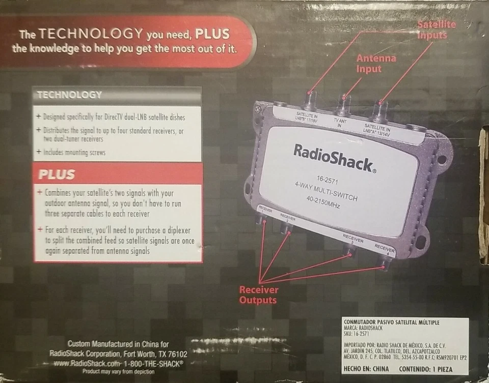 RADIO SHACK Satellite Passive Multi-Switch 3-in/4-Out Model #16-2571 - Image 2 of 4