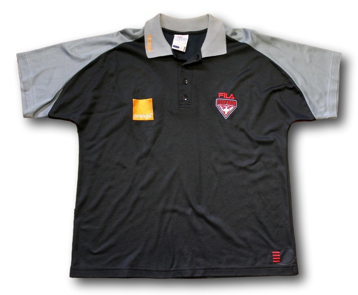 Men's Essendon Bombers Vintage Fila Players Media Polo Top Shirt