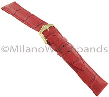 16mm Hirsch Duke Alligator Grain Matte Red Genuine Leather Watch Band