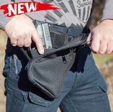 Black Concealed Carry Gun Pouch Pistol Holster Fanny Pack Waist Pocket Belt Loop