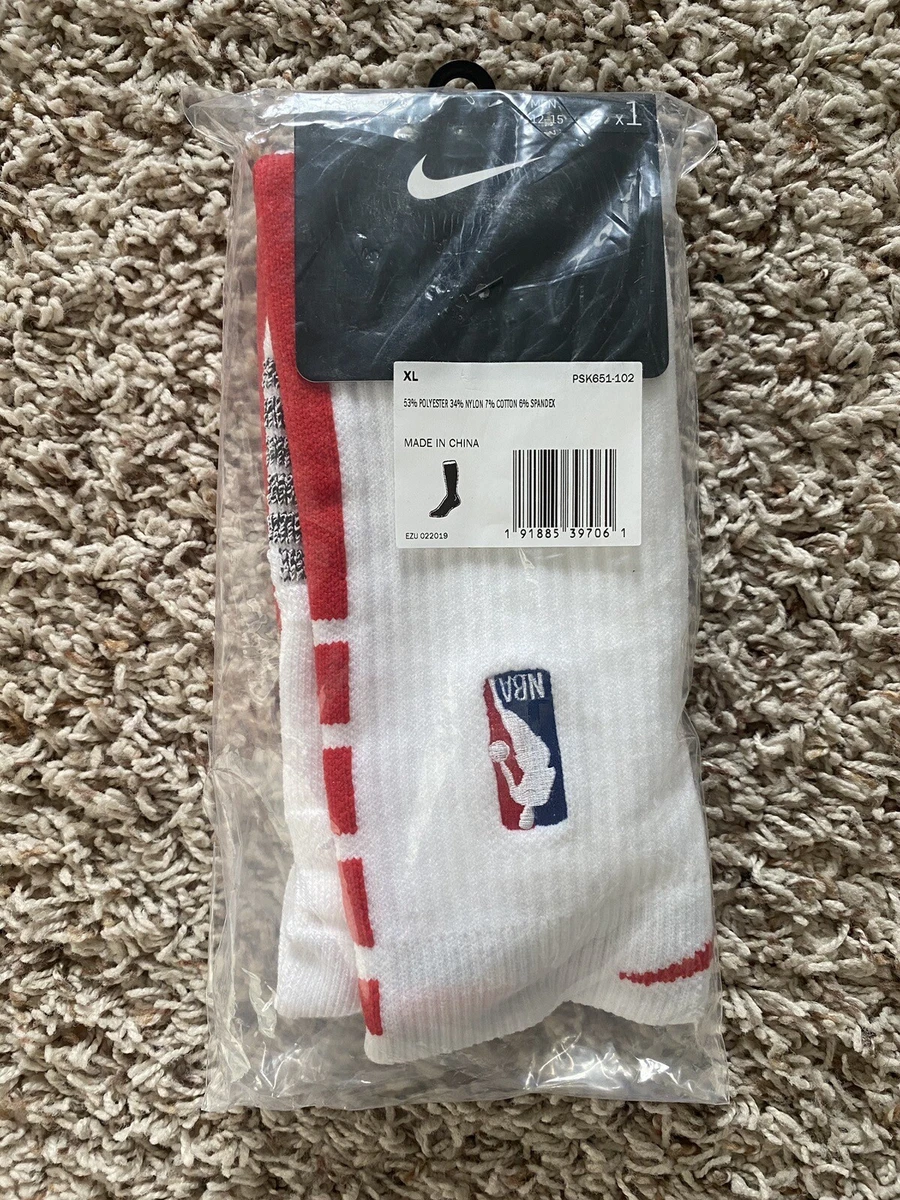 Nike NBA Authentics Socks Quick Grip XL White Player Team Issued Elite Knee  High