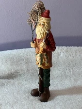 Christmas figurine pencil santa fishing net & fish on stringer PO7773