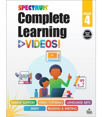 Spectrum Complete Learning & Videos Workbook Math Language Arts Grade 4 Ages 9+