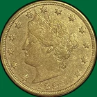 1883 Racketeer Gold Plated Liberty Head V Nickel Extremely Fine XF Coin #41339