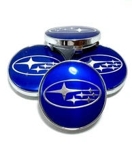 Set Of 4 Subaru Wheel Center Cap, Glossy Blue, 28821SA030