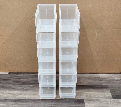      **Lot of 12** Clear U-LINE S-12415 11''x5''x5.25'' Stackable Storage Bins
