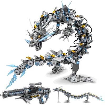 Dragon Building Blocks Sets for Adults, 2 in 1 Grey Mechanical Dragon Animal ...