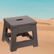 8" Folding Step Stool for Adults – Non-Slip, 88 lb Capacity, Brown, Portable