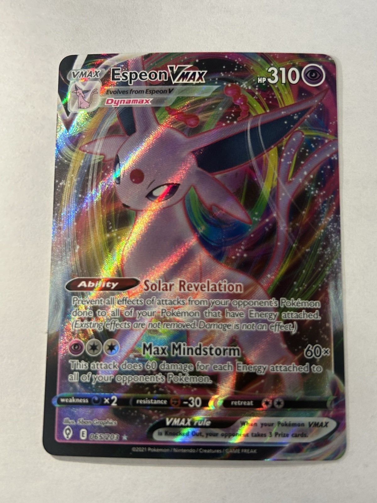Espeon VMAX 2021 Sword & Shield: Evolving Skies #065/203 Holo