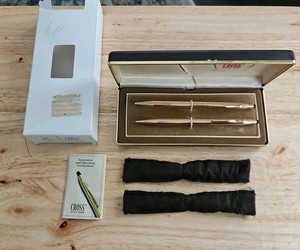 Vtg Cross 1501 14K Gold Filled Pen and Mechanical Pencil Set w Box Paperwork