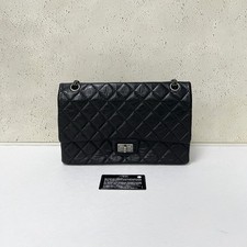 Chanel 2.55 Reissue Medium Flap Bag Black Aged Calfskin Silver Turnlock Hardware
