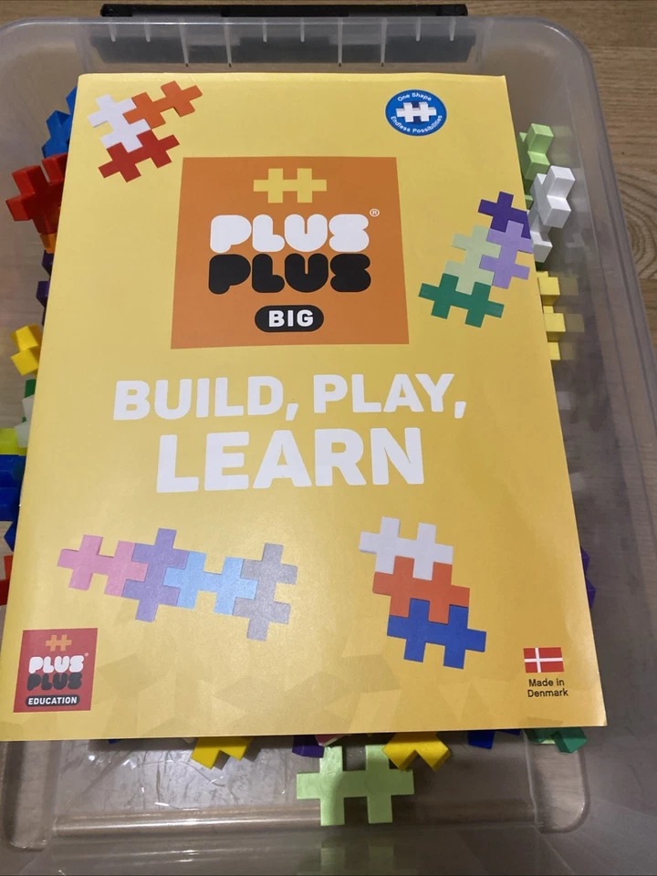 Plus-Plus BIG 200 pc building blocks W/ 2 Baseplates and Book in storage tub.NEW - Image 3 of 4