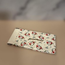 Peanuts Snoopy Flower Print Glasses Case Cream Leather 22cm Used