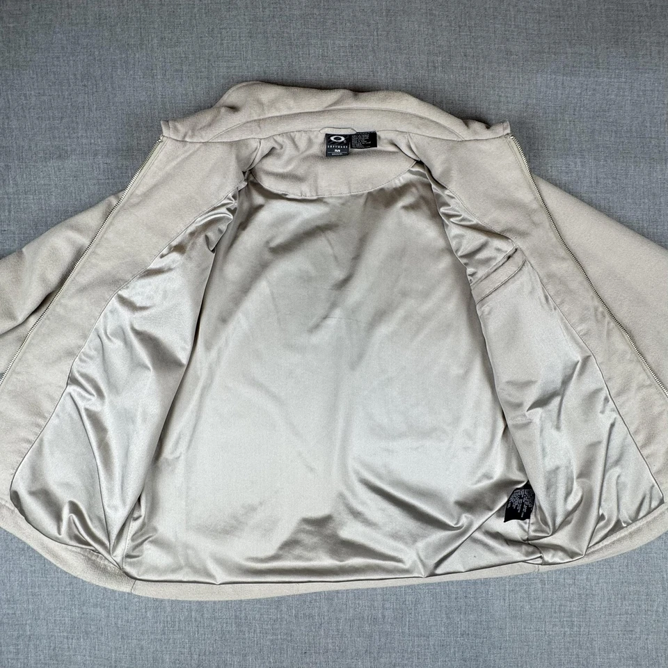 Jaqueta Oakley Software Masculina Bege Médio Zíper Forrado Frontal Estilo Harrington Casual - Imagem 3 de 4